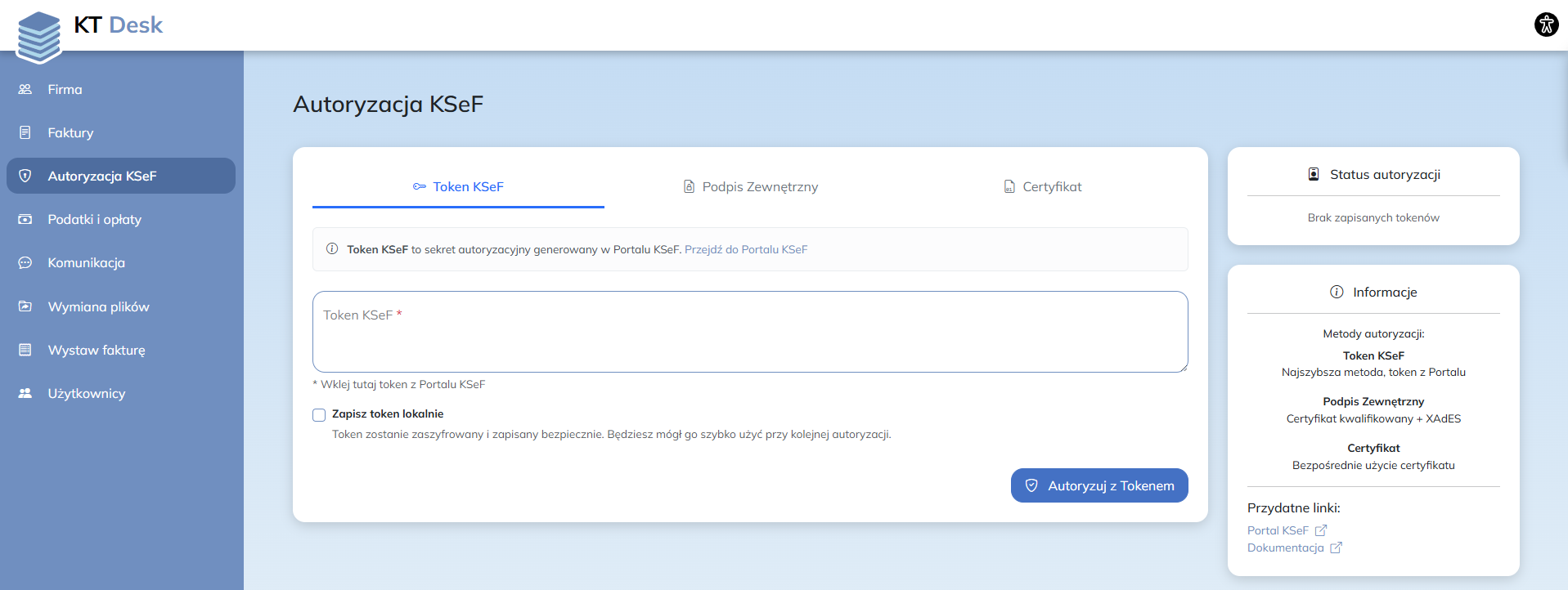 Autoryzacja tokenem KSeF
